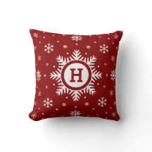 Custom Monogram Christmas Snowflake pillow