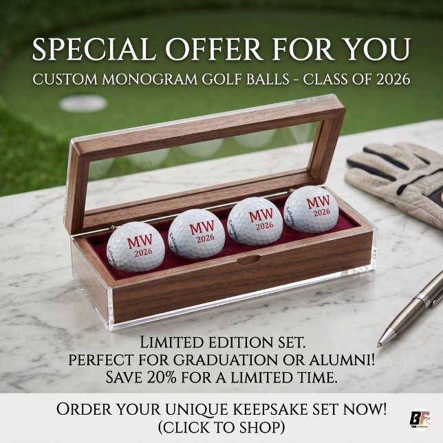 Custom Monogram Class of 2026 Varsity Golf Balls (#golfseason)