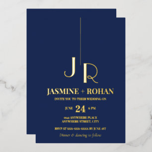 Custom monogram classic navy blue formal wedding