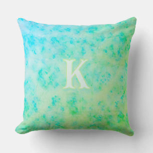 Custom Monogram Coastal Abstract Textural Layered  Cushion