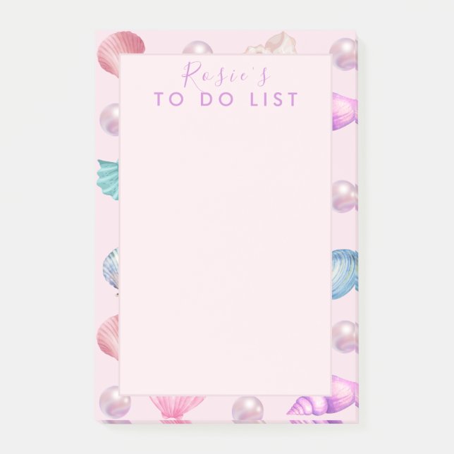 Custom Monogram Coastal Seashell Pearl Ocean Gifts Post-it Notes (Front)