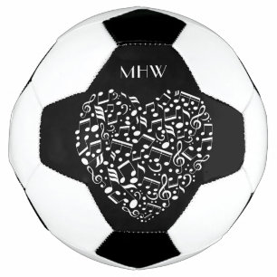 Custom monogram & colour Musical Heart soccer ball