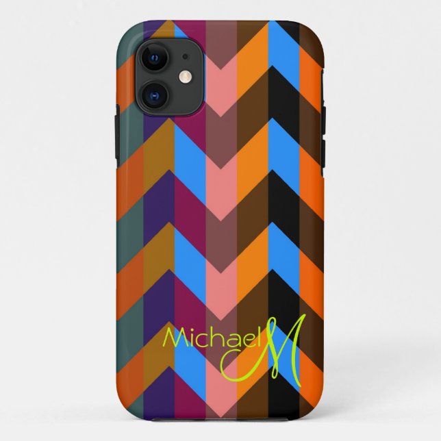 Custom Monogram Colourful Chevron Zigzag 6 Case-Mate iPhone Case (Back)
