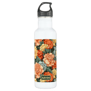 Custom Monogram Colourful Flower Pattern 710 Ml Water Bottle