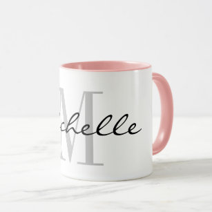 Custom monogram combo mug with pink colour inside