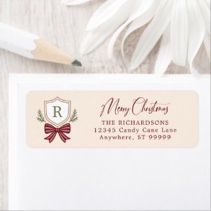 Custom Monogram Crest Bow Christmas