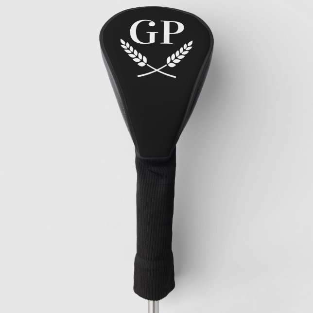 Custom monogram crest logo golf driver cover sock (Front)
