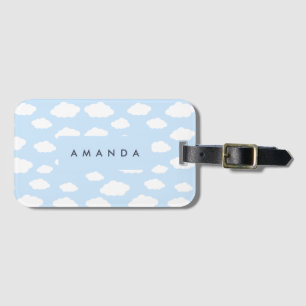 Custom Monogram Cute Girly Blue Cloud Gifts Luggage Tag