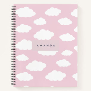Custom Monogram Cute Girly Pink Cloud Gifts Notebook