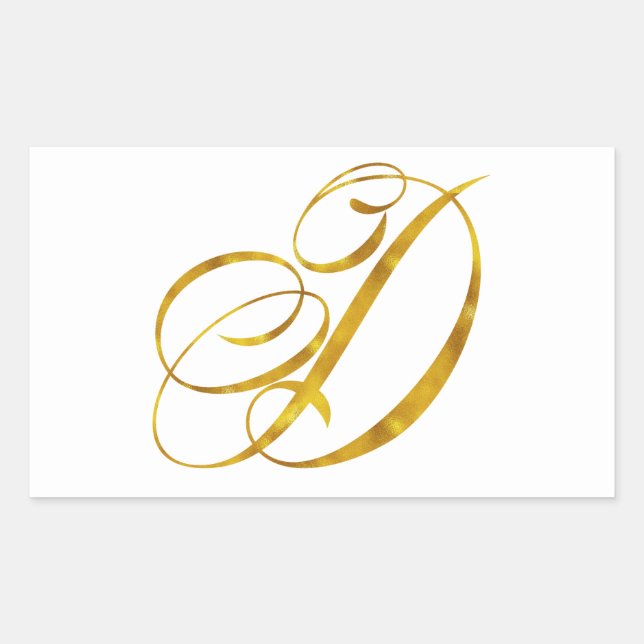 Custom Monogram D Faux Gold Foil Monograms Initial Rectangular Sticker (Front)