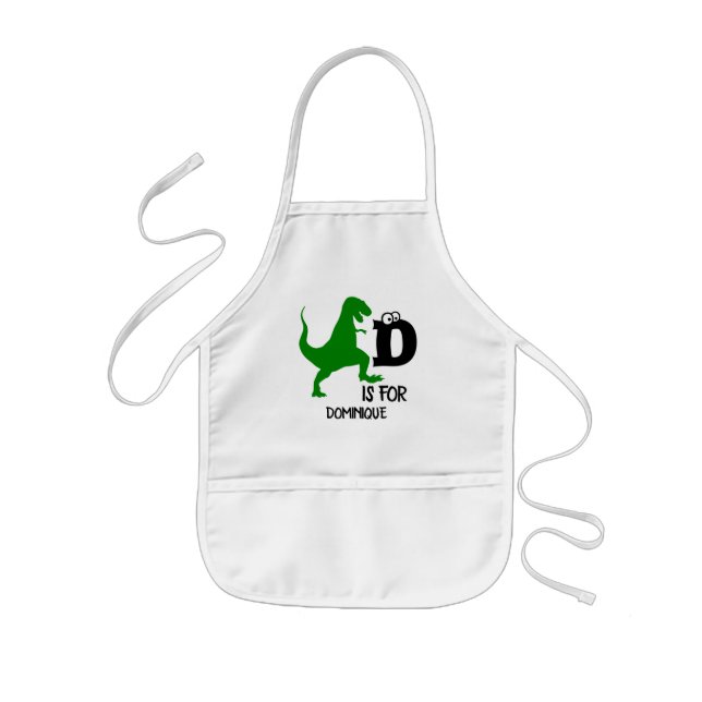 Custom monogram D is for Dinosaur cute T Rex Kids Apron (Front)