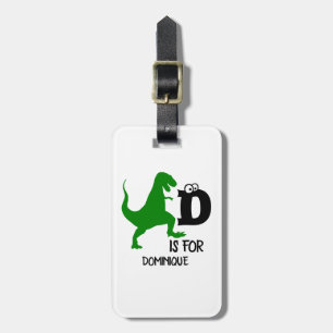 Custom monogram D is for Dinosaur cute T Rex Luggage Tag