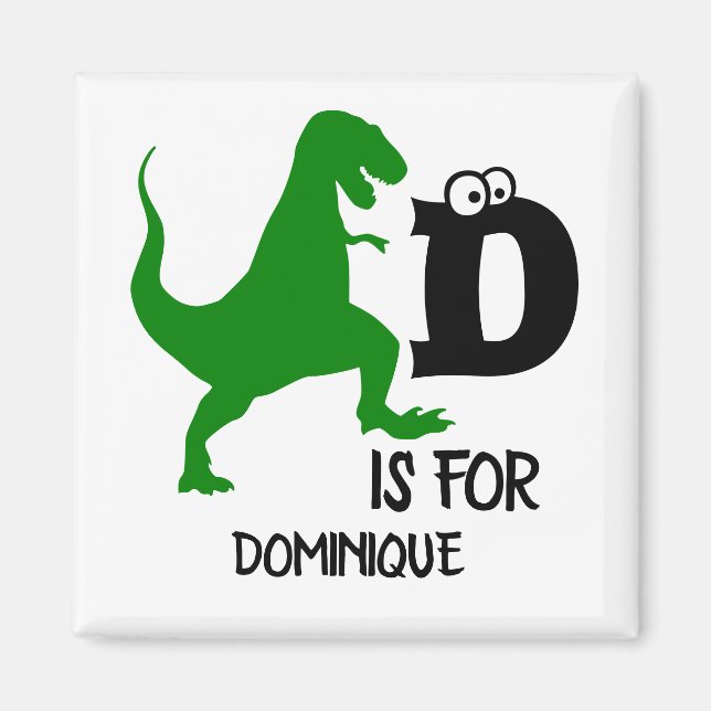 Custom monogram D is for Dinosaur cute T Rex Magnet (Front)
