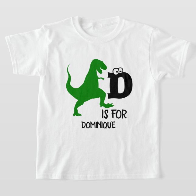 Custom monogram D is for Dinosaur cute T Rex T-Shirt (Laydown)