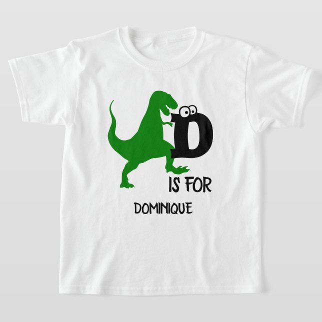 Custom monogram D is for Dinosaur cute T Rex T-Shirt (Laydown)