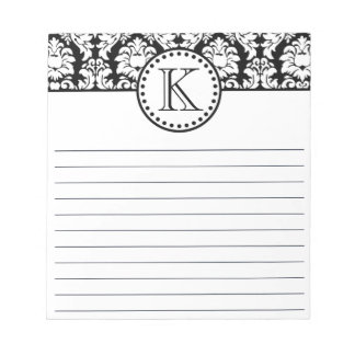 Custom Monogram Damask Pattern Notepad