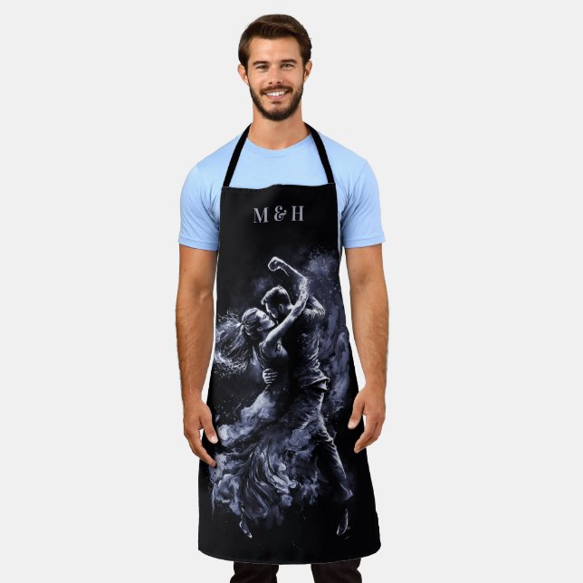 Custom Monogram Dancing Couple Apron (Worn)