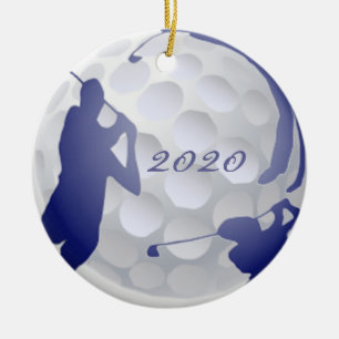 Custom Monogram Dated Golf Sport Hobby Ceramic Tree Decoration