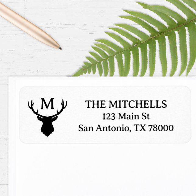 Custom Monogram Deer Return Address (Monogrammed Deer Return Address Sticker)