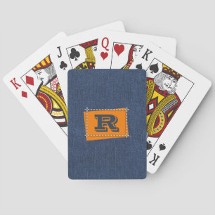 Custom Monogram Denim Pattern Playing Cards