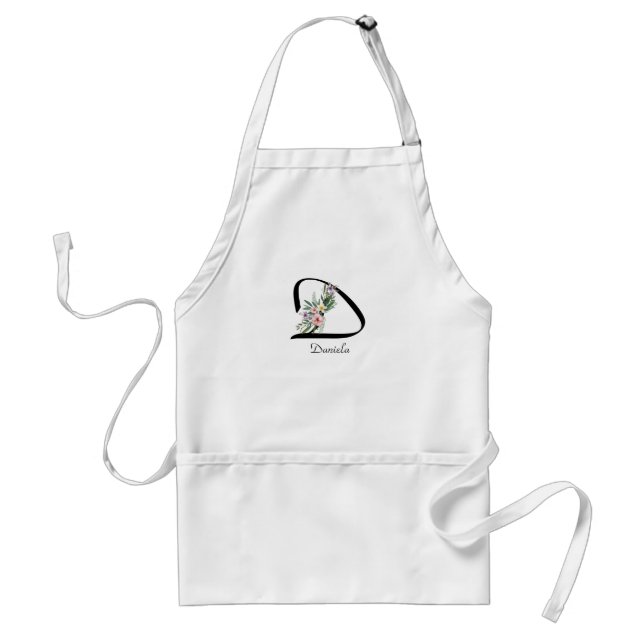 Custom Monogram Design flower letter D  Standard Apron (Front)