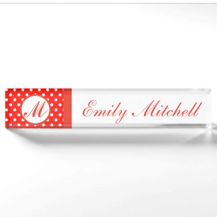 Custom Monogram dots Desk Name Plate Nameplate