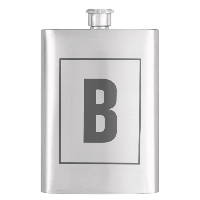 Custom monogram drink flask gift for him (Front)