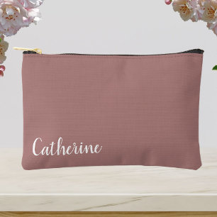 Custom monogram, dusty pink with script type accessory pouch