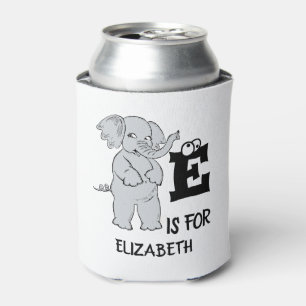 Custom monogram E is for cute colourful Elephant Can Cooler