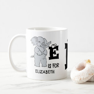 Custom monogram E is for cute colourful Elephant Coffee Mug