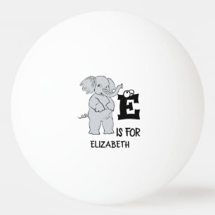 Custom monogram E is for cute colourful Elephant Ping Pong Ball