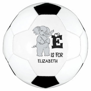 Custom monogram E is for cute colourful Elephant Soccer Ball
