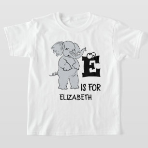 Custom monogram E is for cute colourful Elephant T-Shirt