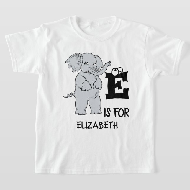 Custom monogram E is for cute colourful Elephant T-Shirt (Laydown)