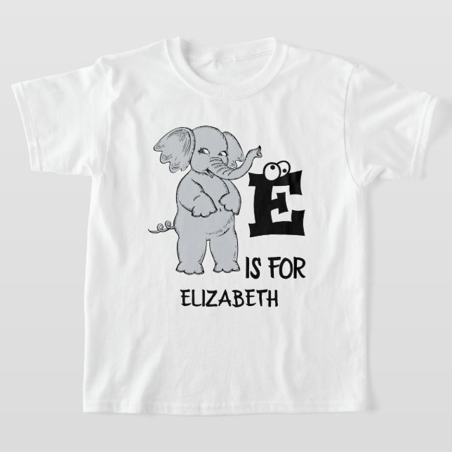 Custom monogram E is for cute colourful Elephant  T-Shirt (Laydown)