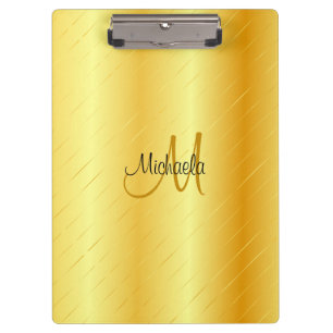 Custom Monogram Elegant Gold Look Template Clipboard