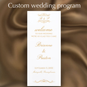 Custom Monogram Elegant Modern Gold Wedding Programme