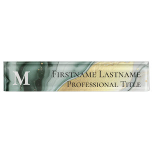 Custom Monogram Elegant Modern Marble Acrylic Nameplate