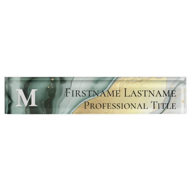 Custom Monogram Elegant Modern Marble Acrylic Nameplate (Front)