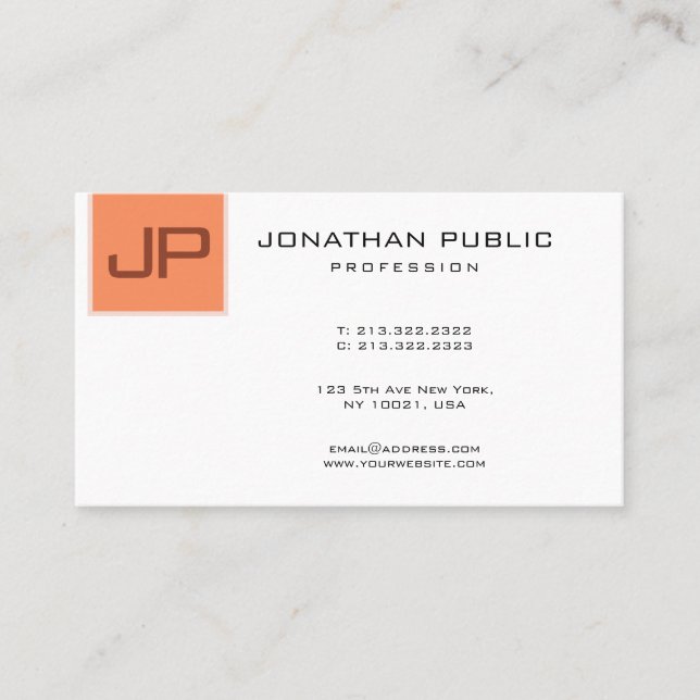Custom Monogram Elegant Modern Minimalistic Business Card (Front)