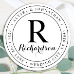 Custom Monogram Elegant Return Address Label<br><div class="desc">Add the finishing touch to your wedding invitations with these monogram initial and last name, elegant script wedding address labels. Customise with your names, and address. These simple address labels can be used for any and all occasions. COPYRIGHT © 2020 Judy Burrows, Black Dog Art - All Rights Reserved. Custom...</div>