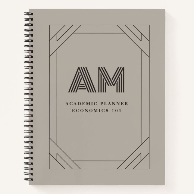 Custom Monogram Espresso & Taupe Vintage Notebook (Front)