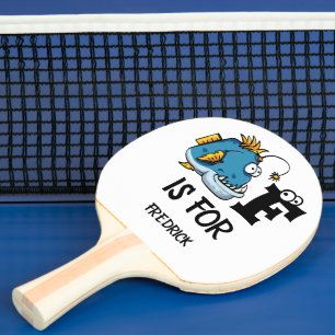 Custom monogram F is for Fish cartoon illustration Ping Pong Paddle