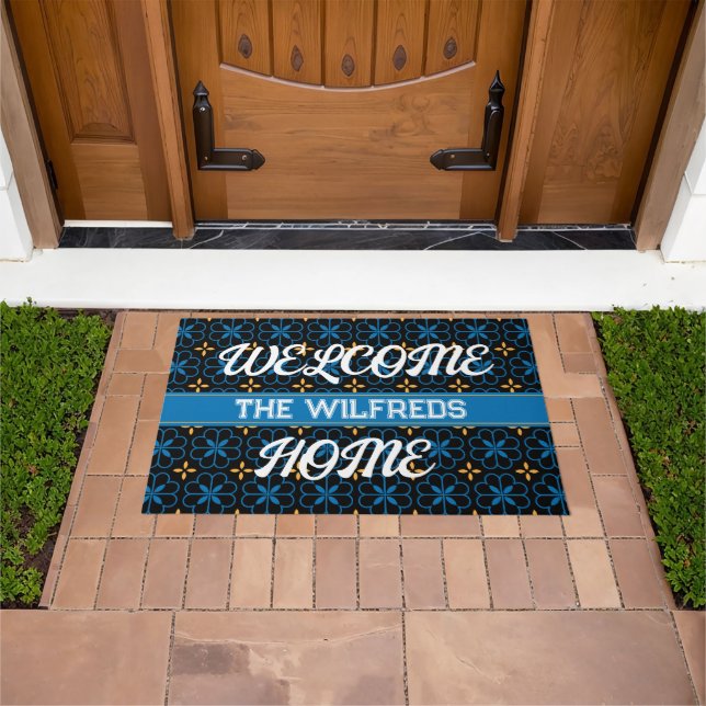 Custom Monogram Family Name Mediterranean Door Mat (Outdoor)