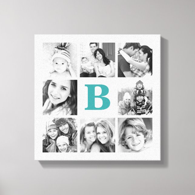 Custom Monogram Family Photo Collage Canvas (Front)