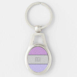 Custom Monogram Faux Glitter Bling Key Ring