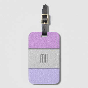 Custom Monogram Faux Glitter Bling Luggage Tag