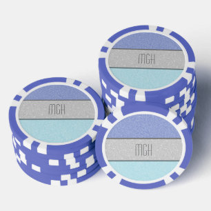 Custom Monogram Faux Glitter Bling Poker Chips