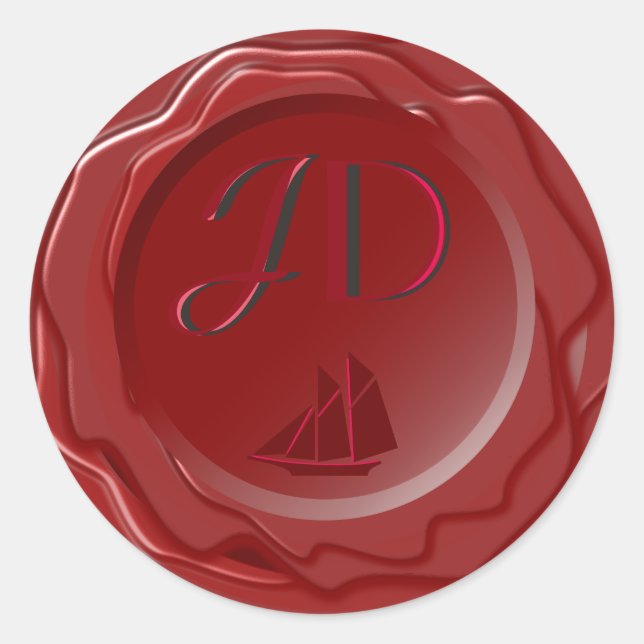 Custom Monogram Faux Wax Seal Sticker (Front)