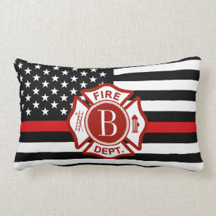 Custom Monogram Fire Rescue Maltese Cross Symbol Lumbar Cushion